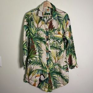 Farm Rio 100% linen romper short with pockets